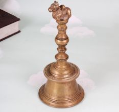 Vintage Handmade Brass Nandi Temple Bell for Prayer Room