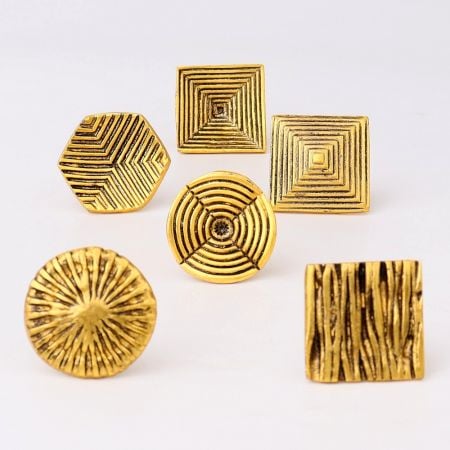 6 Pieces Antique Golden Aluminium Cabinet Knobs