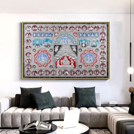 Lord Krishna's Leela Pattachitra Painting on Cloth Paper for Home Decor