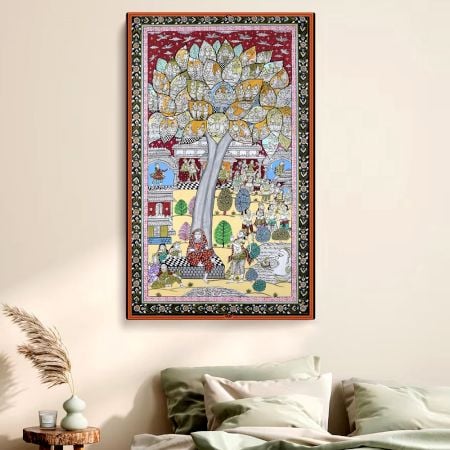 Beautiful Pattachitra Painting of Ramcharitmanas Sundar Kaand on Cloth Paper