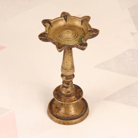 Traditional South Indian Design Brass Oil Lamp for Collection