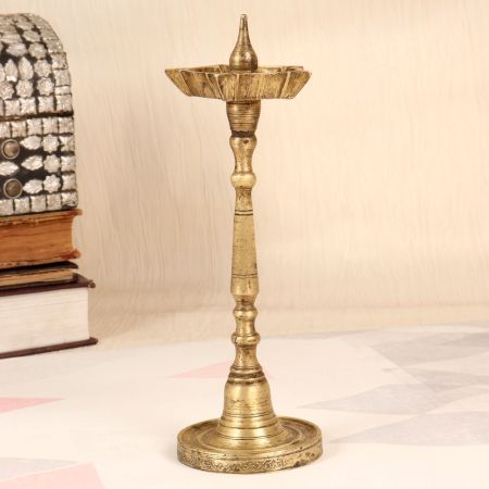 Sturdy Handmade Brass Oil Lamp in Traditional Design for Decor