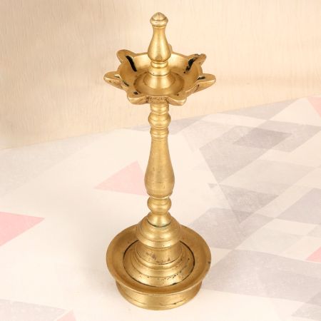 South Indian Traditional Brass Oil Lamp for Prayer Room