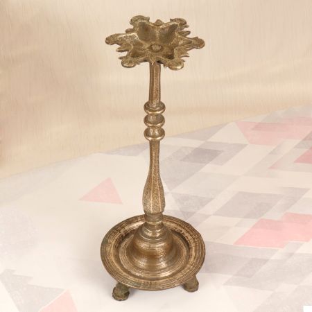 South Indian Design Brass Oil Lamp for Vintage Collection