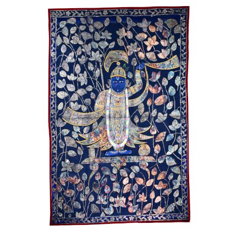 Pichwai Art of Lord Krishna on Cloth for Prayer Room