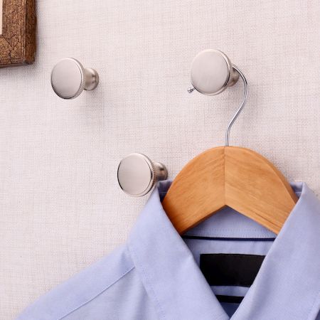 Round Brushed Nickel Plated Solid Brass Wall Hooks-3 Pieces