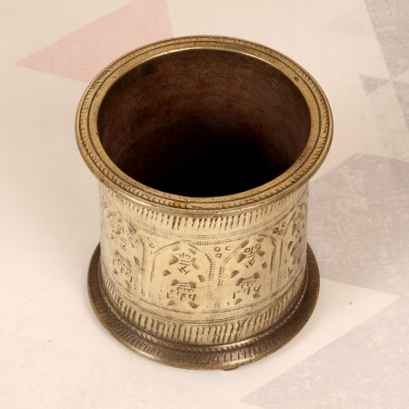 Beautifully Handcrafted Brass Panchpatra Pot with Engraving