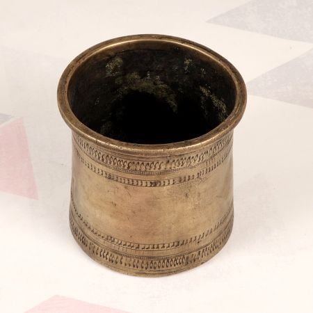 Plain Brown Finish Brass Panchpatra Pot for Hindu Rituals