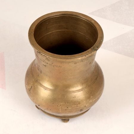 Elegant Brown Handcrafted Brass Panchpatra Water Pot for Decor