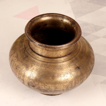 Engraved Beautiful Brass Holy Water Pot in South Indian Art