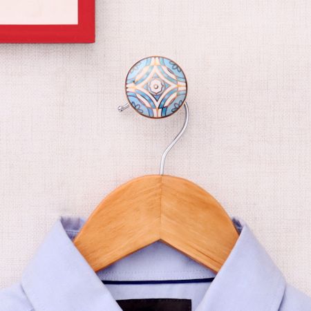 Turquoise Ceramic Floral Wall Hook