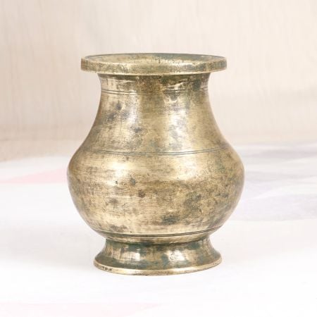 Gujarati Art Handmade Brass Holy Water Pot for Indoor Decor