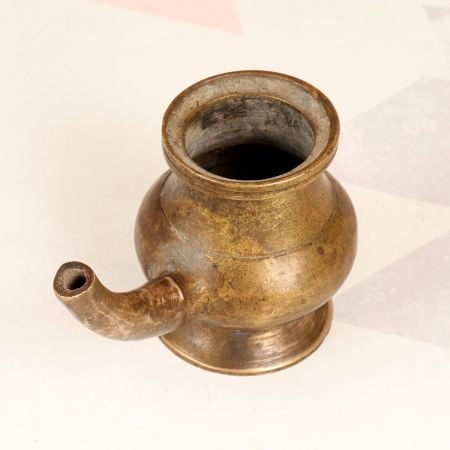 Indian Vintage Brass Holy Water Pot with Spout for Rituals