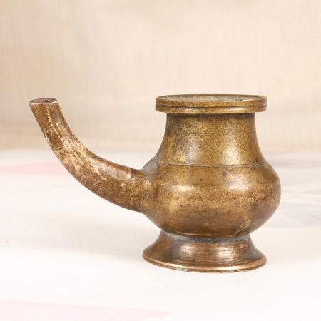 Indian Vintage Brass Holy Water Pot with Spout for Rituals