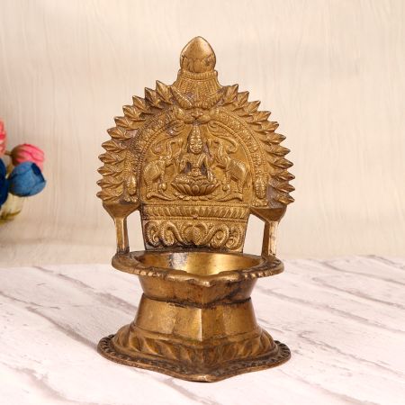 South Indian Finest Brass Gajlaxmi Oil Lamp for Home Decoration