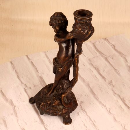 Handmade Dark Finish Brass Angel Candle Stand for Decoration