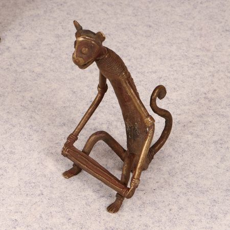 Handcrafted Vintage Brass Tribal Monkey in Sitting Position