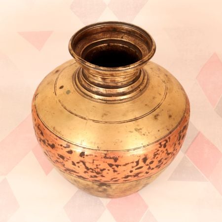 Handcrafted Vintage Brass Copper Holy Water Pot in Himalayan Art