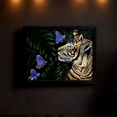 Hand-Painted Tiger Canvas Acrylic Painting by Natasha Harshit Guliani 40 x 30 cm