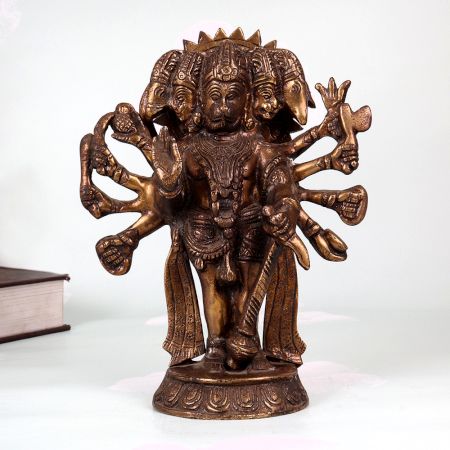 Vintage Finest Brass Panchmukhi Hanuman Statue for Prayer Room