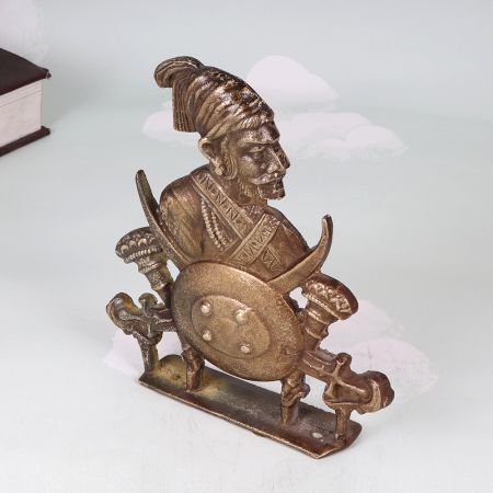 Handmade Brown Brass Chhatrapati Shivaji Maharaj Plate for Decor