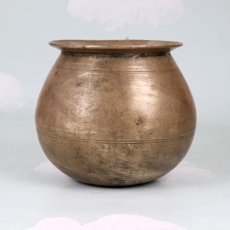 Vintage Plain Brown Brass Cooking Pot in Assamese Art