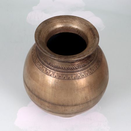 Himalayan Art Vintage Brass Flower Pot for Indoor Decoration