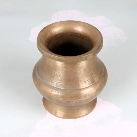 Plain Elegant Brown Handmade Holy Water Pot Made of Brass