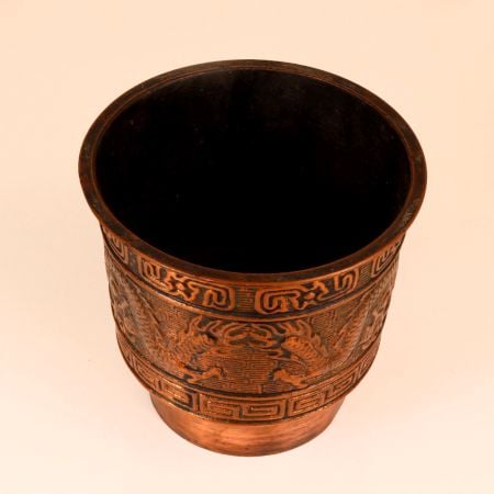 Handmade Vintage Copper Pot in Chinese Art for Flower Decoration