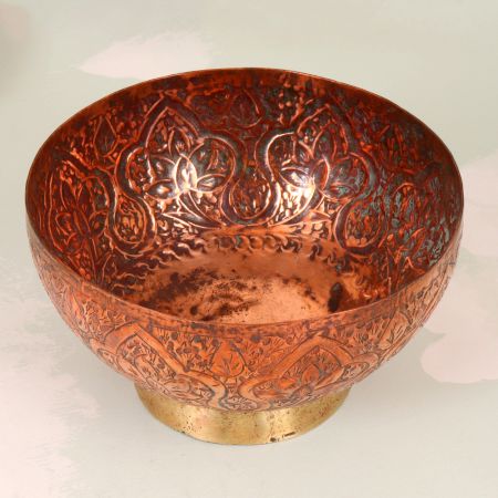 Engraved Handcrafted Copper Islamic Bowl from Peshawar for Decor
