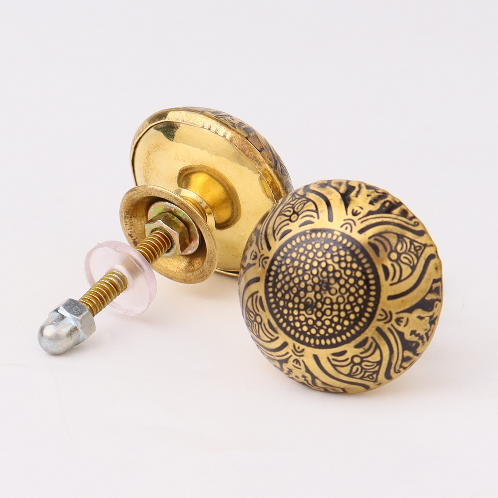 Modern Brass Floral Drawer Knobs