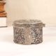 Vintage Grey Finish Metal Oval Box with Engraving for Decoration