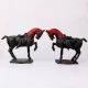 Handmade Dark Finish Iron Horse Statue in Pair