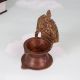 Vintage Brown Brass Gaja Lakshmi Oil Lamp for Prayer Room