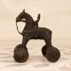 Indian Vintage Brown Brass Horse with Wheel for Decoration