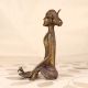 Vintage Finish Brass Tribal Lady Sitting Statue for Decoration