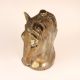 Vintage Brown Metal Two Horse Head Statue Paper Weight