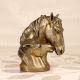Vintage Brown Metal Two Horse Head Statue Paper Weight