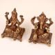 Traditional Handmade Brass Lord Ganesha and Goddess Laxmi Statue