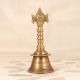 Indian Traditional Brass Temple Bell with Handle with Vishnu Chakra