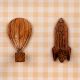Wooden Adhesive Hot Air Balloon And Rocket Shape Wall Hooks-Pack of 2