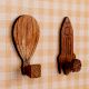 Wooden Adhesive Hot Air Balloon And Rocket Shape Wall Hooks-Pack of 2