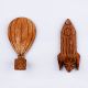 Wooden Adhesive Hot Air Balloon And Rocket Shape Wall Hooks-Pack of 2