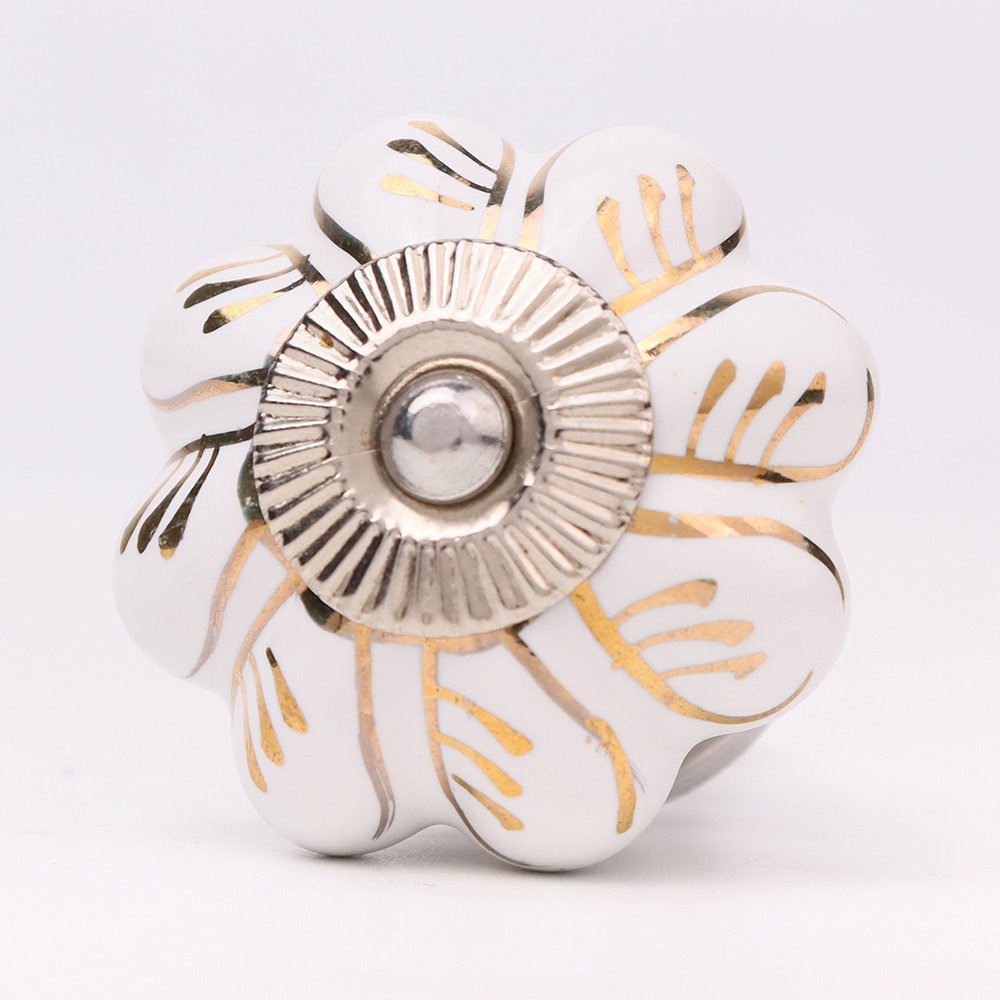 White Golden Leaf Big Melon Knob