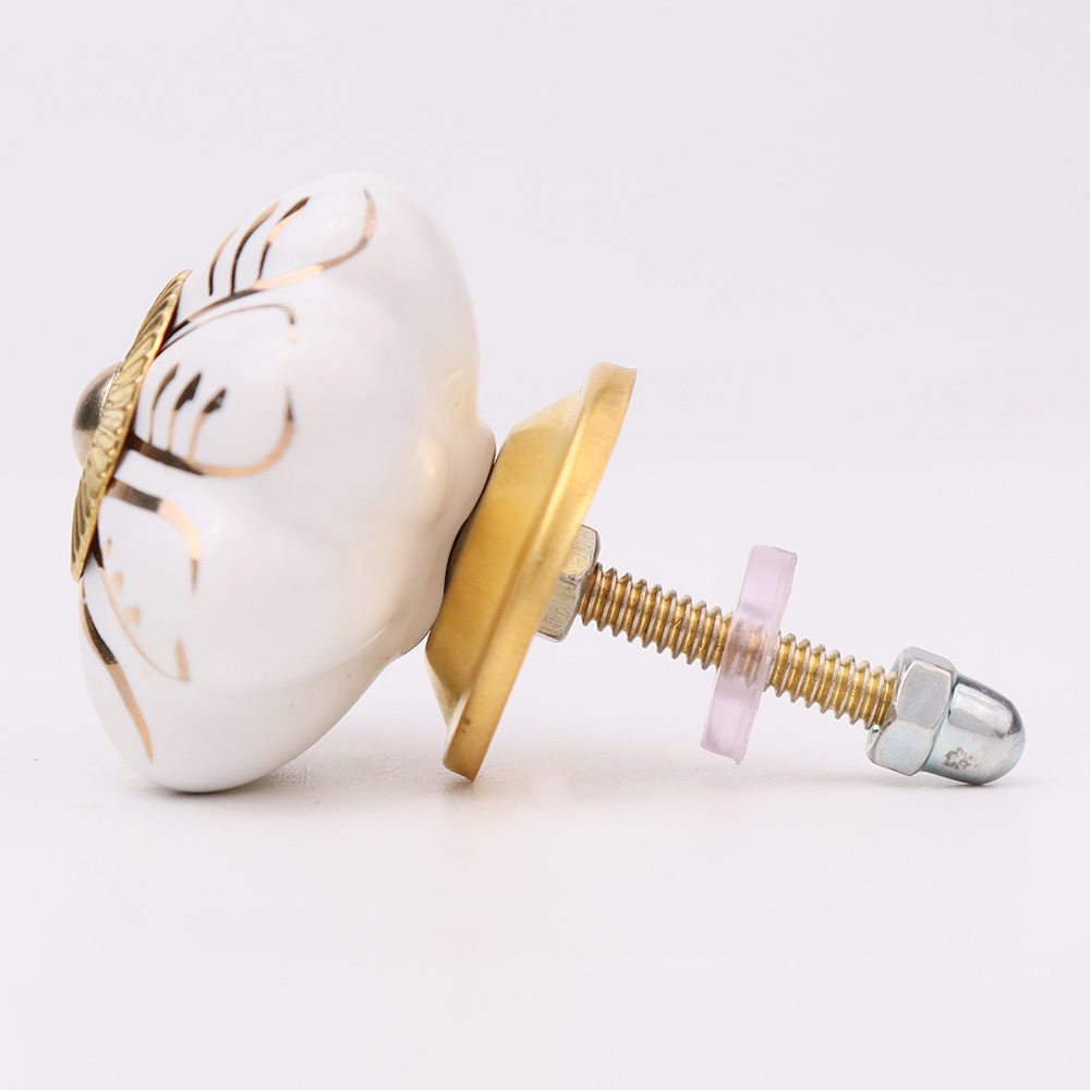 White Golden Leaf Big Melon Knob