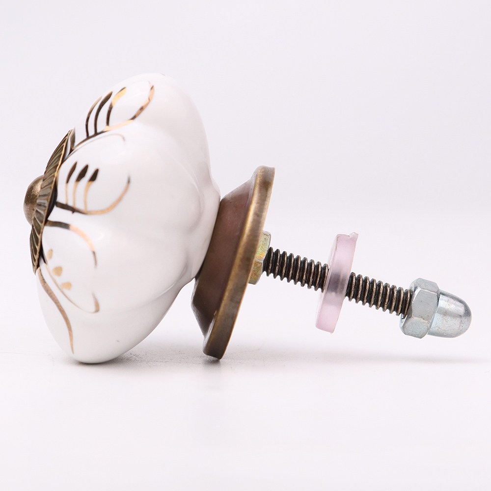 White Golden Leaf Big Melon Knob