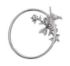 Brass Silver Towel Hanger With Bird Figurine