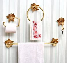 Set of 4 Bronze Brass Butterfly Bathroom Hardware Accessories