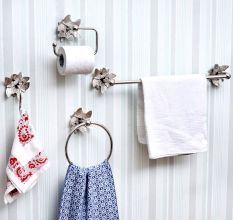 Set of 4 Silver Brass Butterfly Bathroom Hardware Accessories