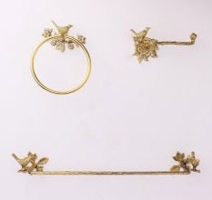 Set of 3 Bronze Brass Bird Design Bathroom Hardware Accessories